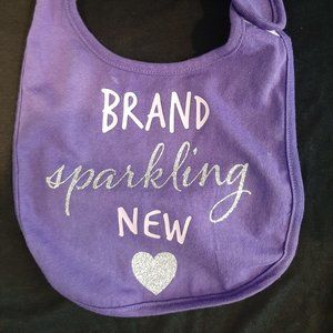 CHILDREN'S BIB. PURPLE. SILVER.